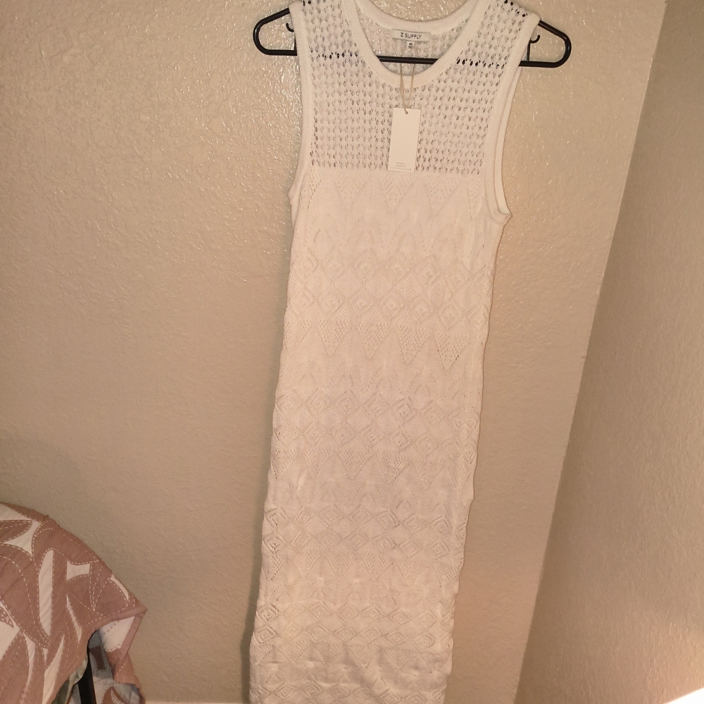 Z Supply Textured White Midi Dress
